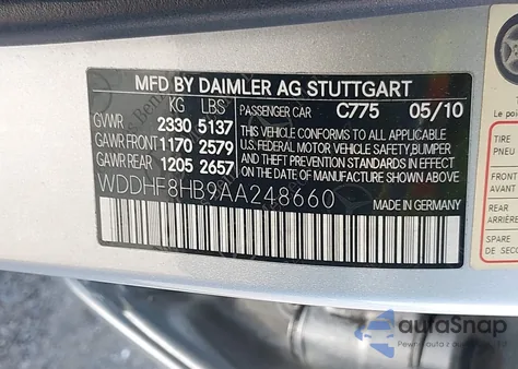 2010 Mercedes-Benz E 350 4Matic z USA, uszkodzony, nr VIN WDDHF8HB9AA248660